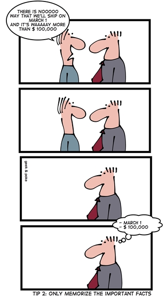 Humor - Cartoon: Tip for Project Managers - Only Memorize the Important Facts